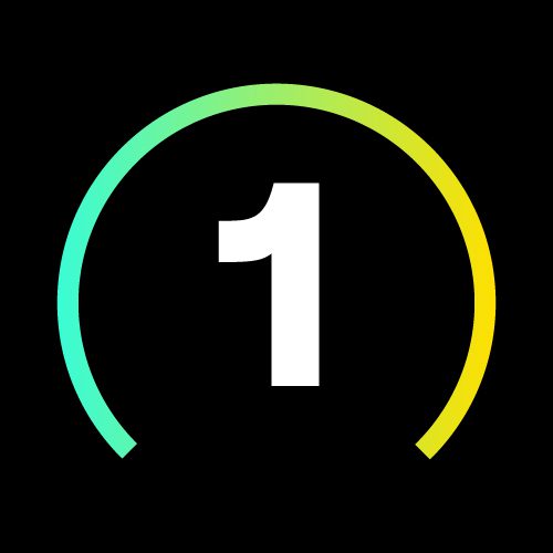 Number one with a colorful circular progress bar around it.