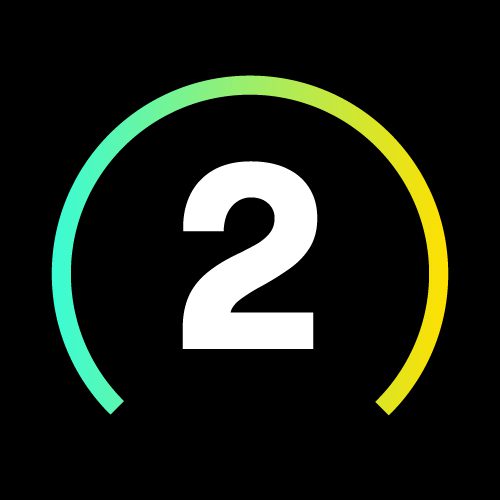 A colorful circular progress bar around the number 2.