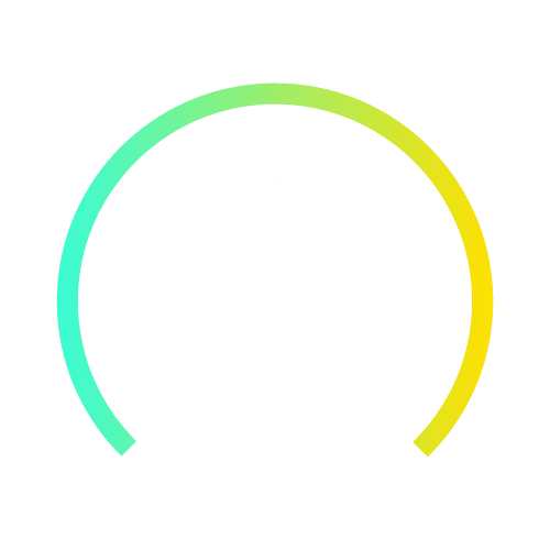 Car with a star above it inside a green and yellow circular gauge.